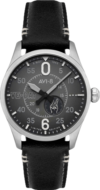 Men's Spitfire Black Leather Strap Watch, 41mm