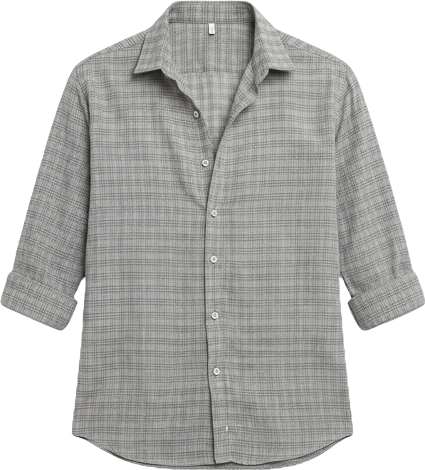 Men's Ash Grey Micro-Tartan Plaid Shirt