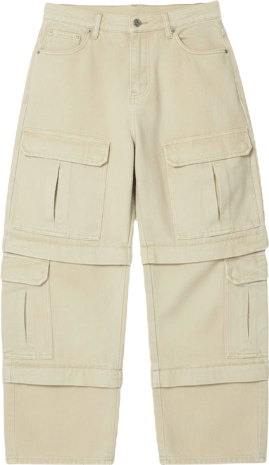 Men's Ultrabaggy Channel Cargo Denim, Oversized Fit, Multi-Pocket Design, Washed Finish, Adjustable Waist, Streetwear Jeans