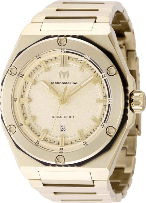 Men's Tm-416076 Coral Quartz 3 Hand Gold Dial Watch
