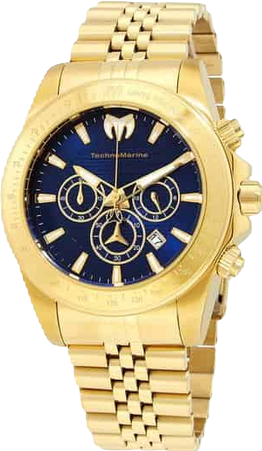 Men's Quartz Chronograph Manta Watch – Blue Silicone Strap, Round Case Diameter 45mm