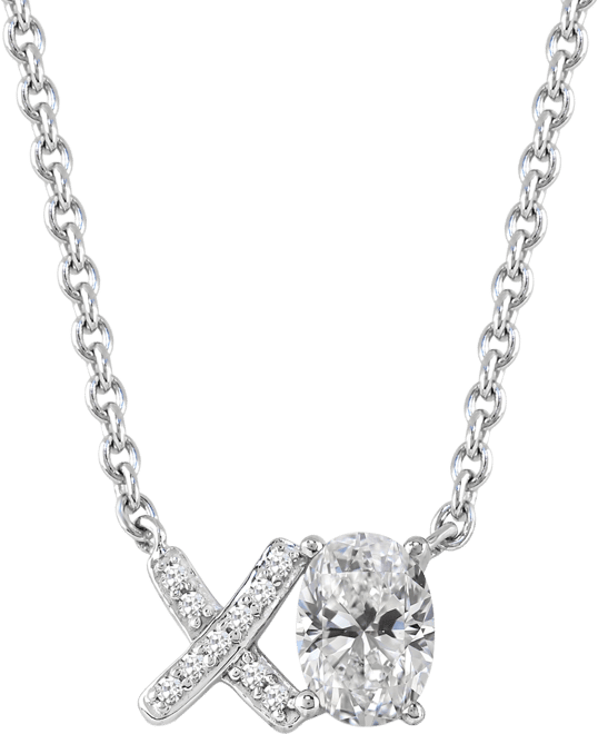 Created Pink Sapphire (7/8 ct. t.w) and Created White Sapphire 'Xo' Love Necklace in Sterling Silver