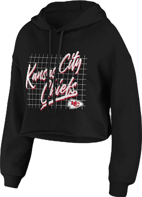 Women's  Black Kansas City Chiefs Domestic Cropped Pullover Hoodie