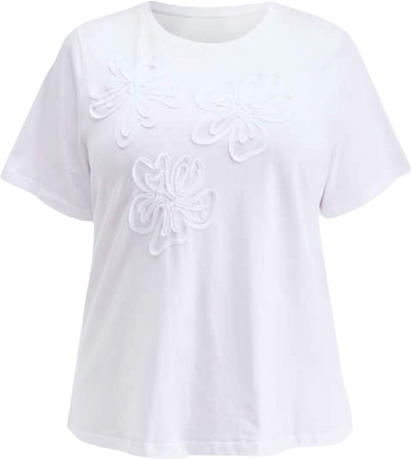 Plus Size Cotton Floral-Soutache Top, Macy's Exclusive