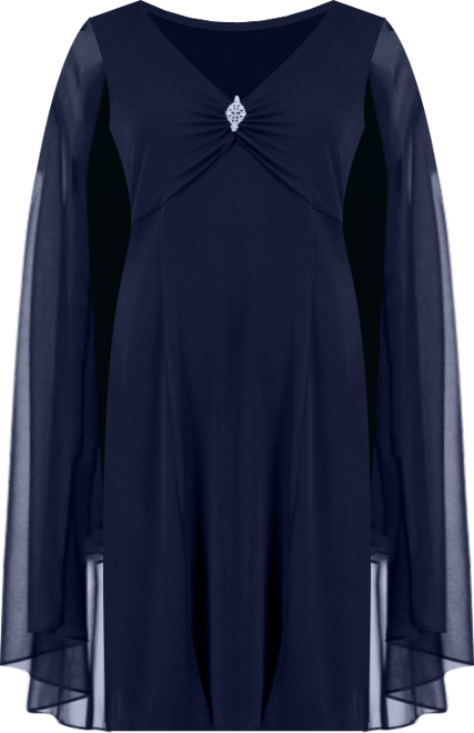 Women's Rhinestone-Trim Cape-Overlay Dress