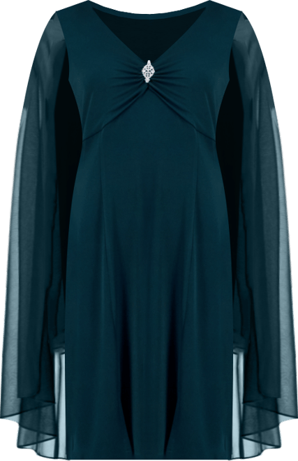 Women's Rhinestone-Trim Cape-Overlay Dress