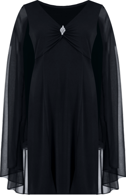 Women's Rhinestone-Trim Cape-Overlay Dress