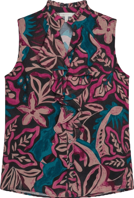 Women's Sleeveless Ruffle Front Top