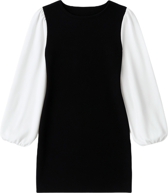 Women's Mixed Media Round Neck Mini Dress