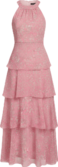 Women's Sleeveless Halter Neck Tiered Maxi Dress