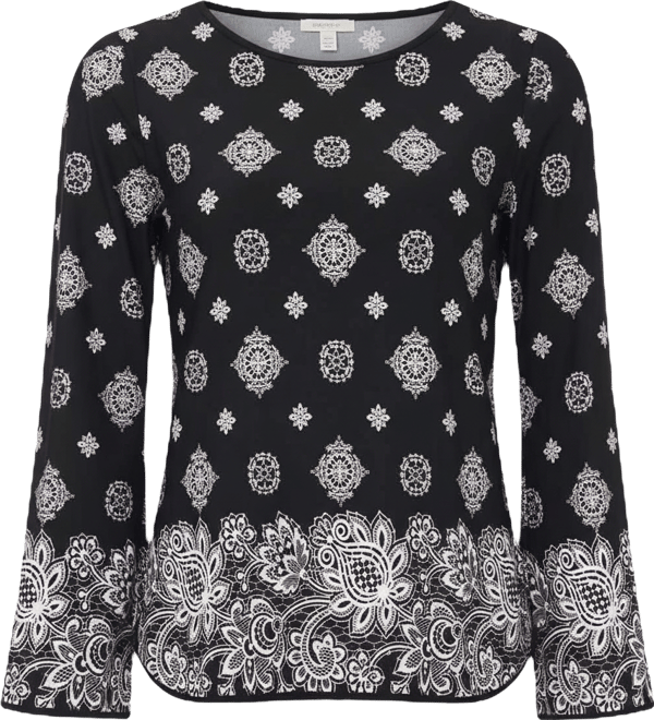 Women's Slit Bell-Sleeve Crewneck Top