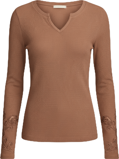 Women's Cutwork Notch Neck Top