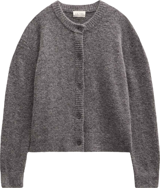 Women's Crew Neck Boxy Wool Blend Cardigan Sweaters