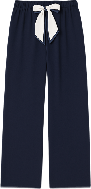 Women's Straight Leg Contrast Tie Pants