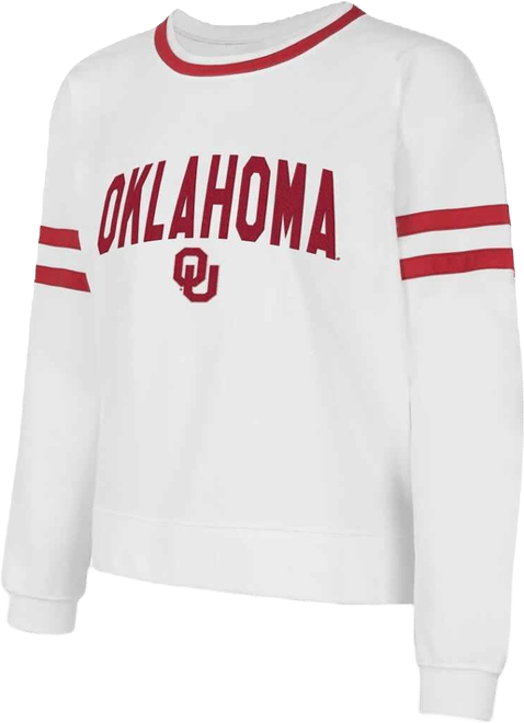 Women's White Oklahoma Sooners Borough French Terry Arch Over Long Sleeve Top