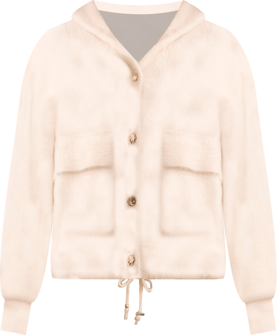 Women's Button-Front Elastic Hem Fuzzy Sweater Cardigan