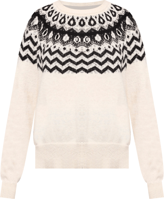 Women's Soft Beaded Fair Isle Scoop Neck Sweater