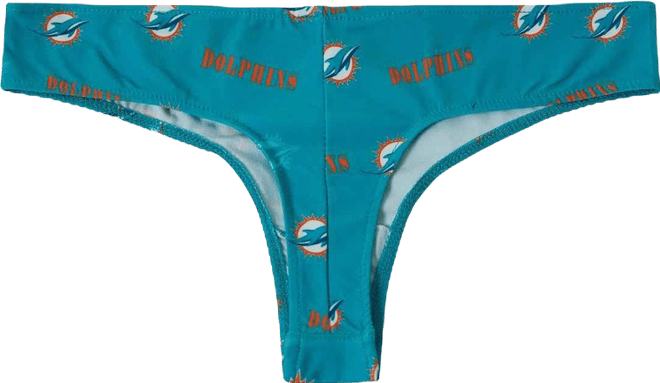 Women's Aqua Miami Dolphins Mosaic All Over Print Thong