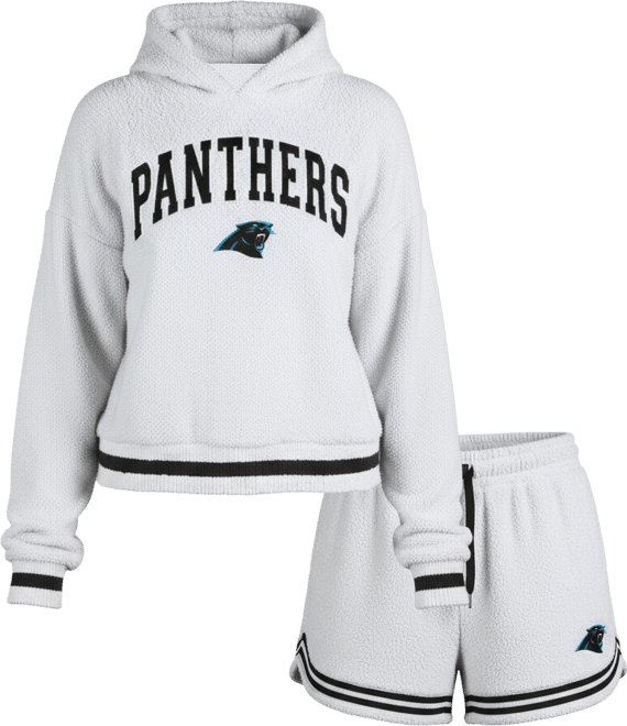 Women's 2-Piece Gray Carolina Panthers Whitley Long Sleeve Hoodie Top and Shorts Set