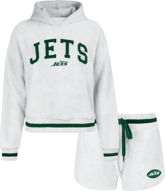 Women's 2-Piece Gray New York Jets Whitley Long Sleeve Hoodie Top and Shorts Set