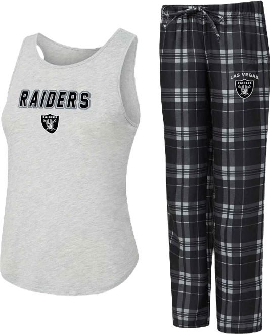 Women's 2-Piece Heather Gray/Black Las Vegas Raiders Regulate Plaid Tank Top and Pants Sleep Set