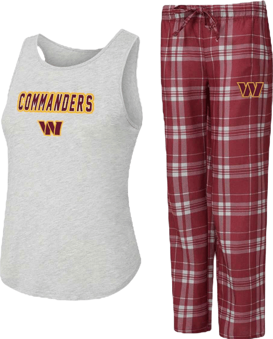 Women's 2-Piece Heather Gray/Burgundy Washington Commanders Regulate Plaid Tank Top and Pants Sleep Set