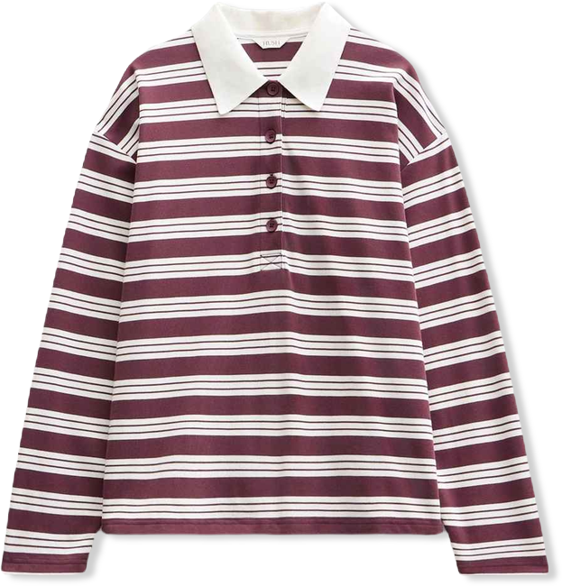 Women's Cotton Striped Polo Top