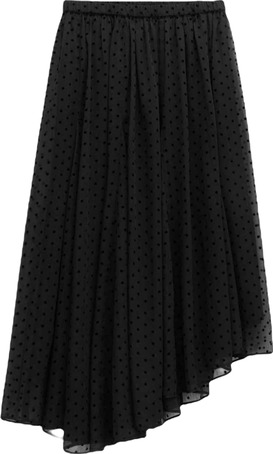 Women's Asymmetrical Flocked Spot Skirt