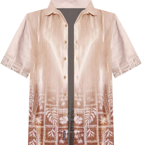 Men's Ecru Beige Tropics Ombre-Tactile Shirt