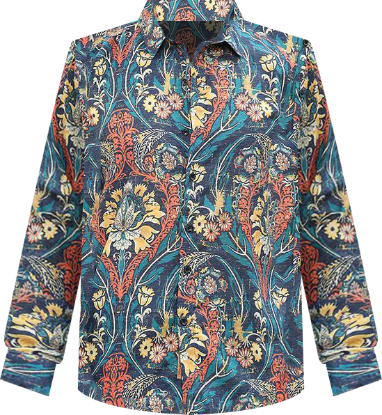 Men's Aegean Blue Floral-Opulance Shirt