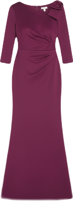 jessica howard burgundy dress Jessica Howard 34 Sleeve Asymmetrical Neck Bow Shoulder Side Tuck Mother of the Bride Dress , Womens, 16, Burgundy