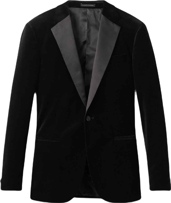 Men's Velvet Single-Breasted Tailored Fit Blazer