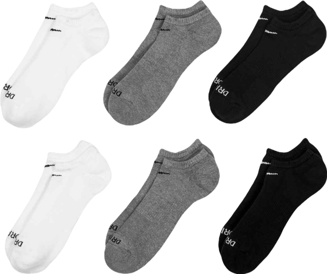 Unisex Everyday Plus Cushioned Training No-Show Socks 6 Pairs