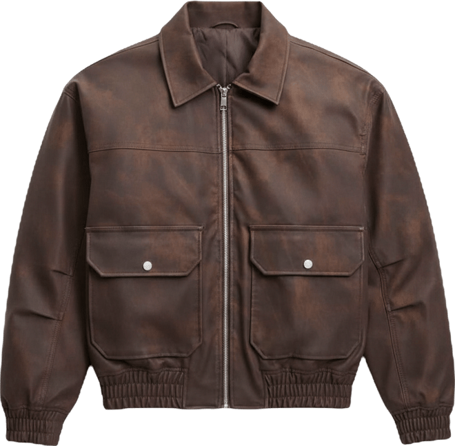 Men's Relaxed Faux-Leather Jacket, Macy's Exclusive