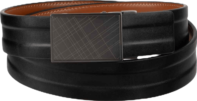 Men's Reversible Plaid Plaque Compression Locking Buckle Belt