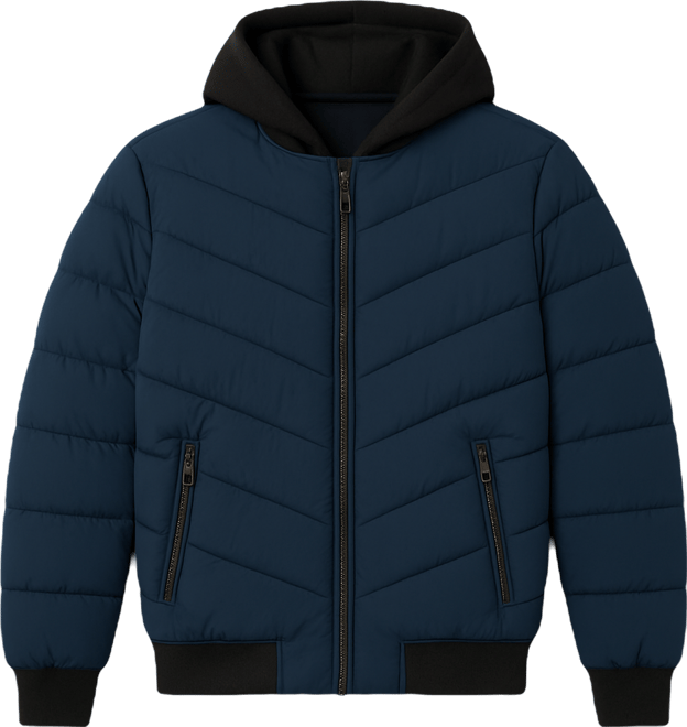 Men's Hooded Quilted Bomber Puffer Jacket