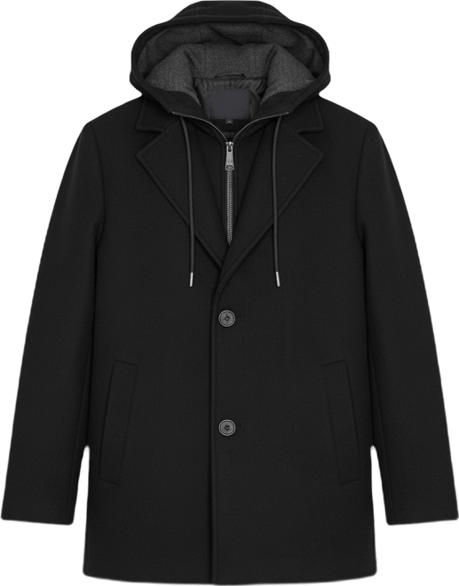 Men's Hooded Wool Coat