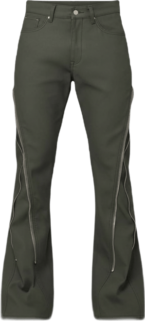 Men's D519 Leather Zipper Flare Pant