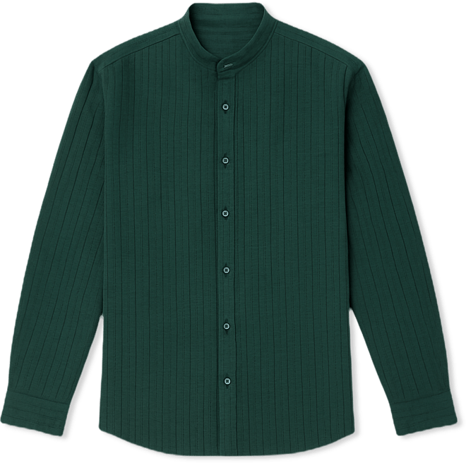 Men's Emerald Green Pinstriped-Tactile Shirt