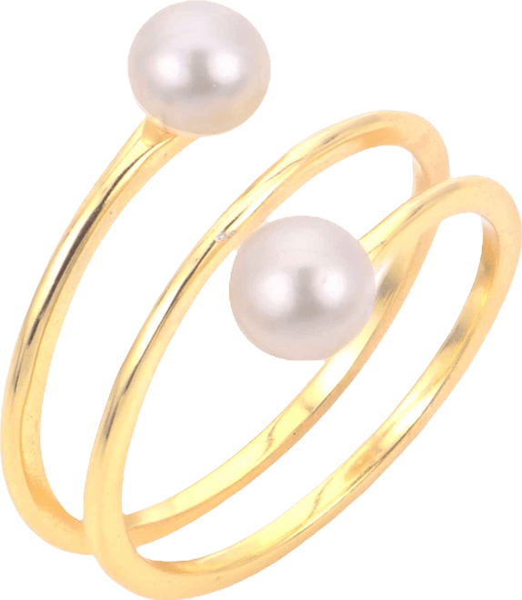 Cultured Freshwater Pearl (3.5-4mm) Ring in Sterling Silver with 14k Gold Plating