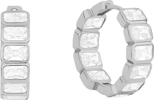 Cubic Zirconia Hinged Hoop Earrings