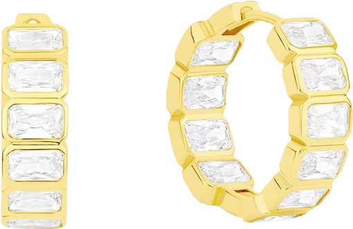 Cubic Zirconia Hinged Hoop Earrings