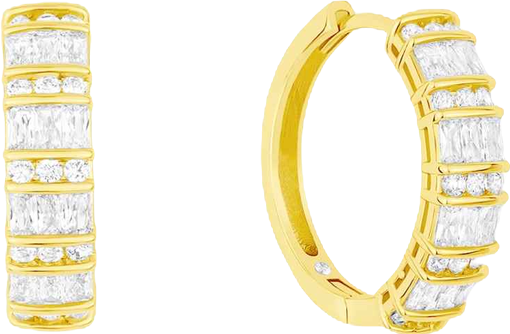Cubic Zirconia Hinge Hoop Earrings