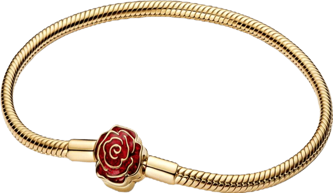 Disney Beauty and the Beast Enchanted Rose Snake Chain Bracelet