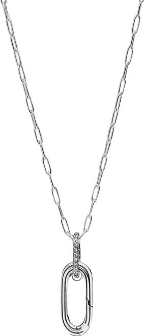 Cubic Zirconia Openable Link Pendant Necklace