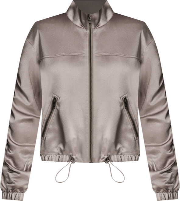 Women's Long Sleeve Ruched Cropped Bomber Jacket