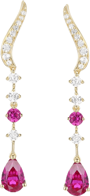Lab-Grown Ruby (1/6 ct. t.w.) & White Sapphire (1/2 ct. t.w.) Earring in 14k Gold Over Sterling Silver (also in Emerald & Sapphire)