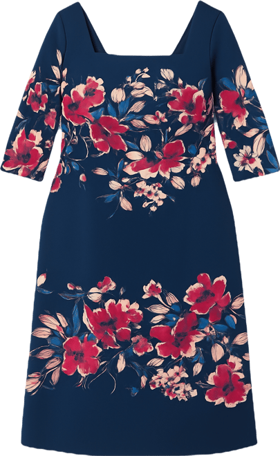 Plus Size Floral Printed Midi Dress