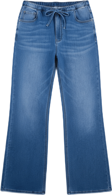 Juniors' Med Knit Denim Wide-Leg Jeans