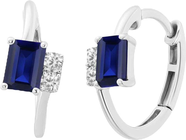 Lab-Grown Ruby (1-1/3 ct. t.w.) & White Sapphire (1/5 ct. t.w.) Earring in 14k Gold Over Sterling Silver (also in Emerald & Sapphire)